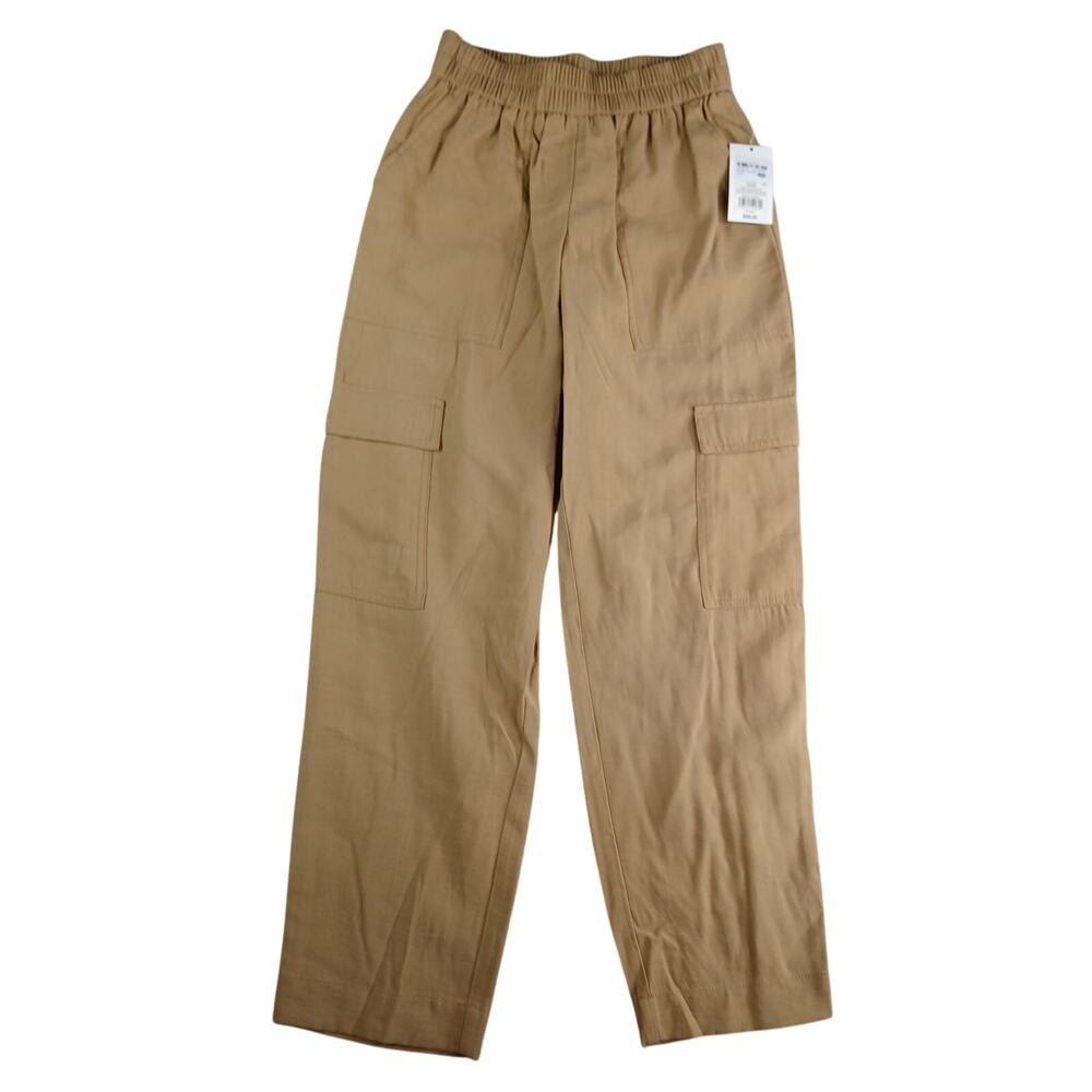 A New Day Pants Womens XS Brown Cargo Pockets Wide Leg Casual Stretchy NWT